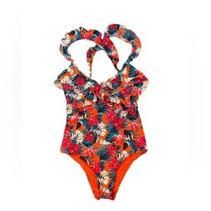 Tart Collections Peyton One Piece Ruffle Floral Swim Suit  Medium - Women